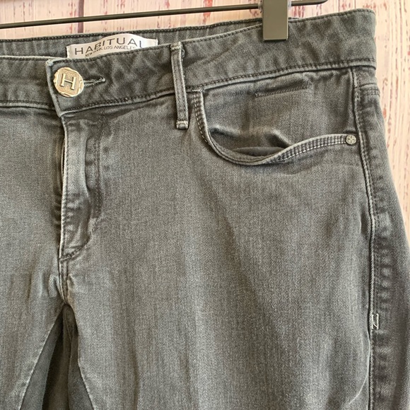 Faded Black Stretch Knit Panel Slim Leg Jeans { Habitual } - Picture 3 of 13